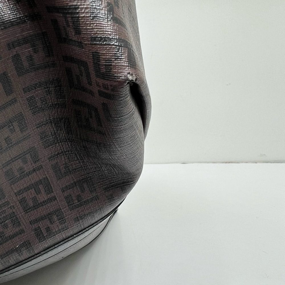 Auth FENDI Zucchino Tote Shoulder Bag Brown Black PVC Leather - Picture 13 of 15